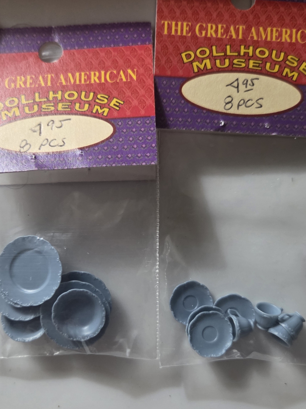 Great American Dollhouse Museum Scalloped Blue Dish 2 Sets New